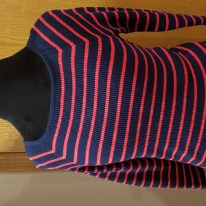 Lauren Ralph Lauren pink blue striped boat neck knit sweater